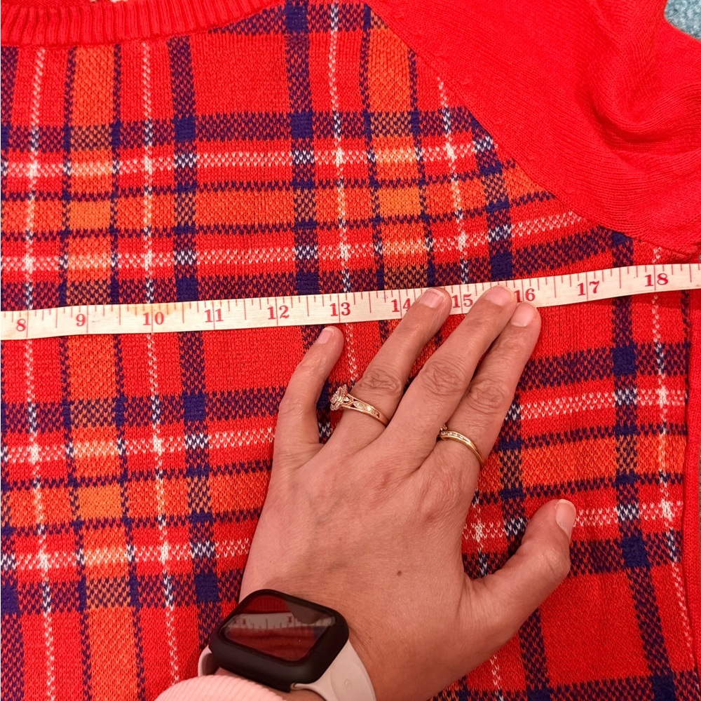 Classic Red Plaid Knit Sweater - Comfortable and Stylish - Picture 11 of 12